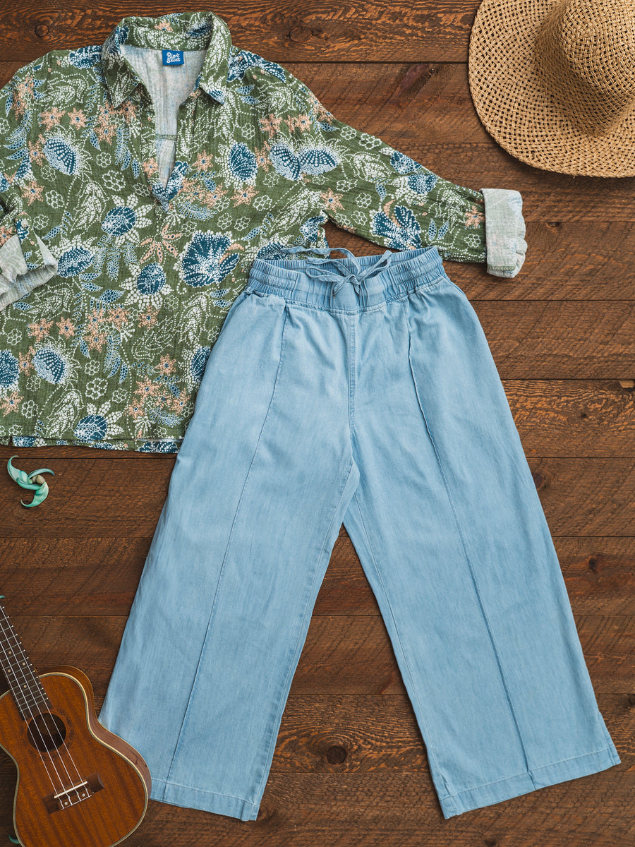 Light Chambray Coastal Crop Pant | RipSkirt Hawaii