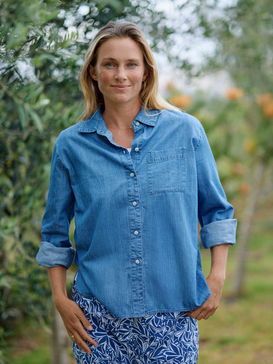 Dark Chambray Button-Up Shirt | RipSkirt Hawaii