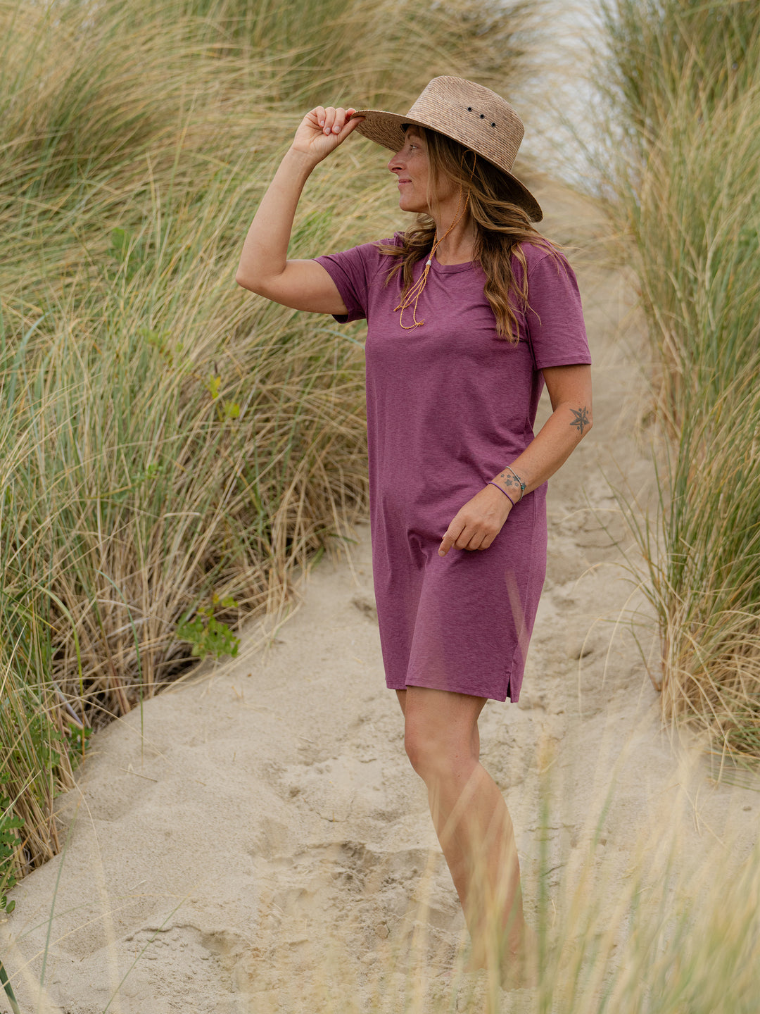 purple tee shirt dress Purple Cotton Poplin Fit and Flare Short Button-Down Shirt Dress 56" / Tall (5'7" and above)